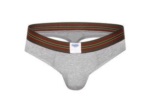 3D of Man wearing Light Heather Gray Bike Athletic thong underwear