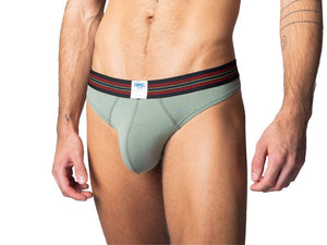 3D of Man wearing Sage Green Bike Athletic thong underwear