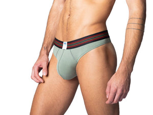 3D of Man wearing Sage Green Bike Athletic thong underwear